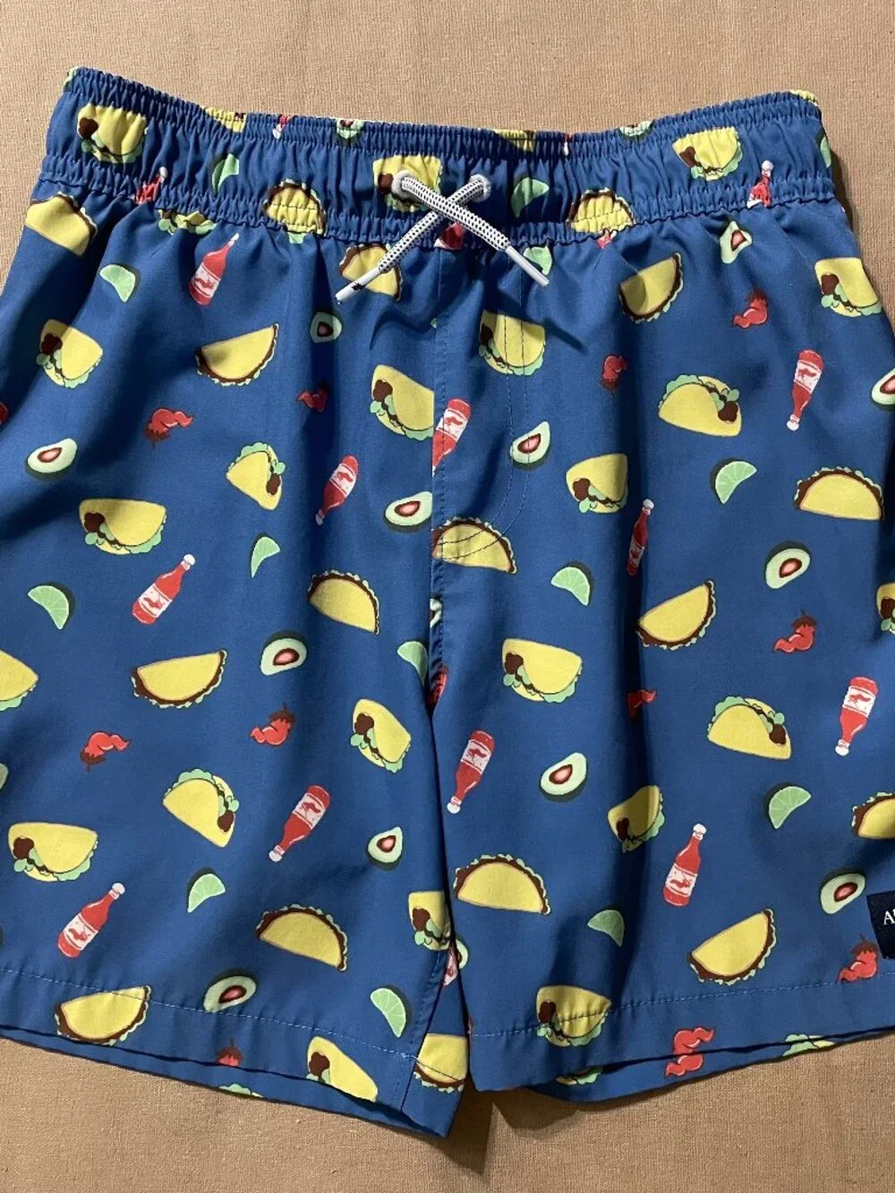 Abercrombie Fitch Boys Swim Trunks Size 9/10 Blue Taco Novelty Whimsical Beach